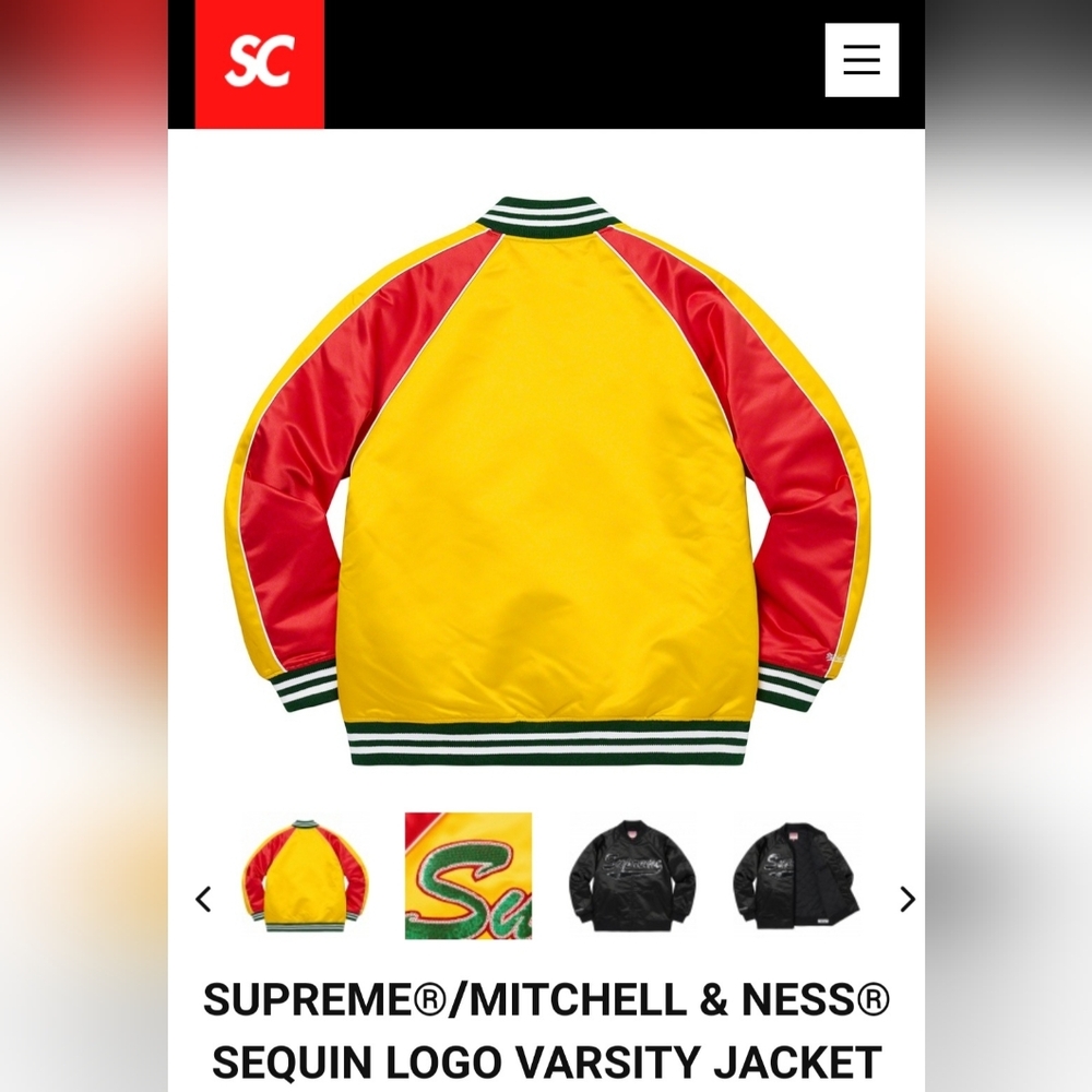 ジャケット・アウター Mitchell Ness Sequin Logo Varsity Jacket x Mitchell & Ness Sequin Logo Varsity Jacket Yellow/Red